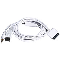 Audio and Sync Cable for iPhone / iPod (Apple Dock Connector to USB / 3.5mm Audio)